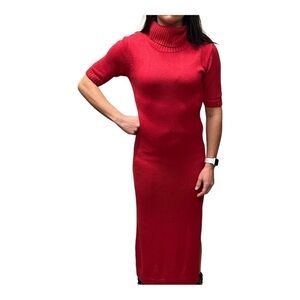 LULU’S red turtleneck long sweater dress.